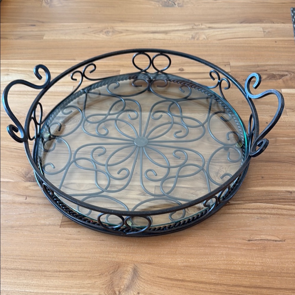 Black Metal Decorative Tray